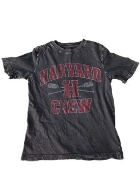 Harvard Kids Crew Distressed Graphic Tee Washed Black Size M (8) Vintage Style
